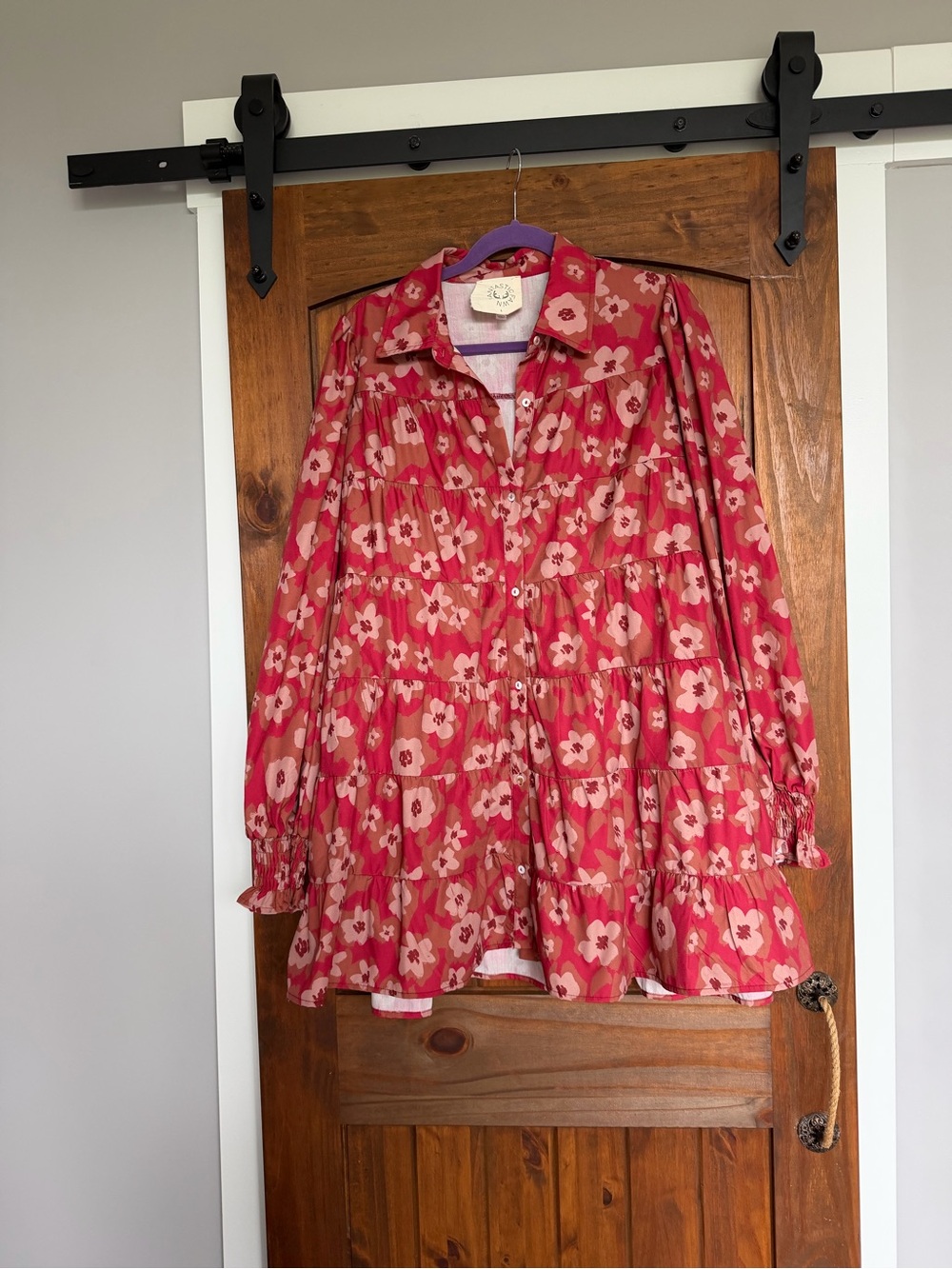 Fantastic Fawn Red Floral Tiered Mini Dress